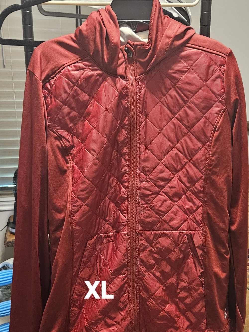 Quilted Zip-Up Jacket in Deep Red